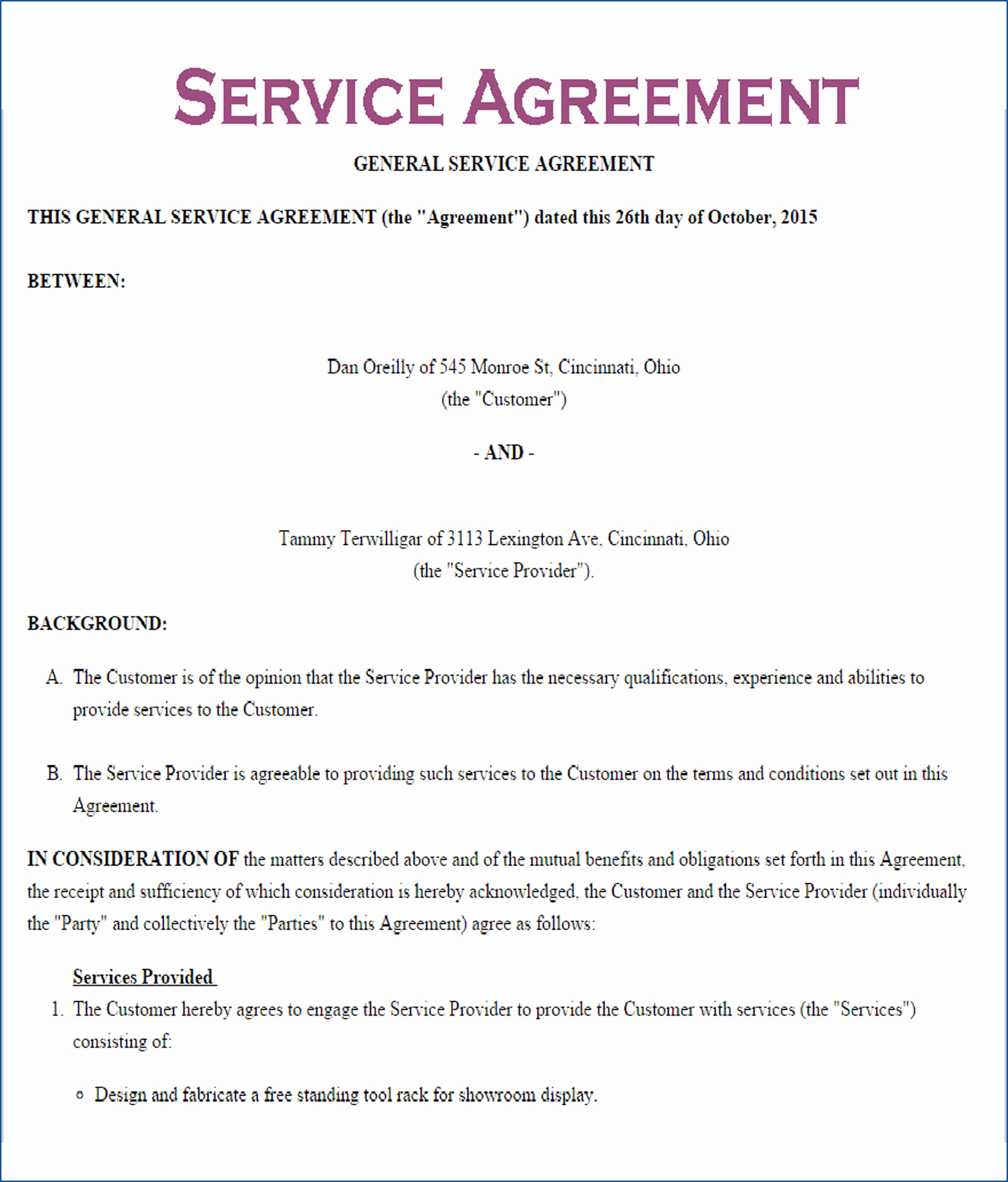 Fee For Service Contract Template