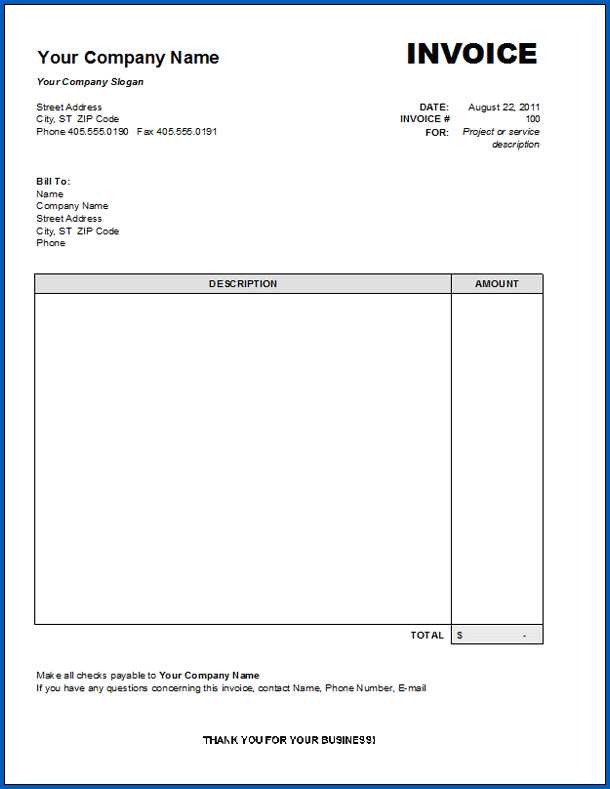 Example of Service Receipt Template