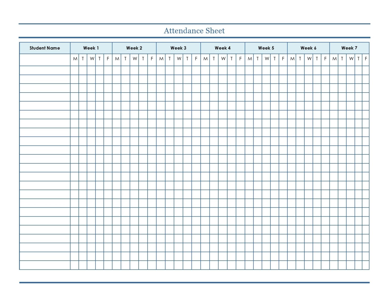 √ Teacher Attendance Sheet Template