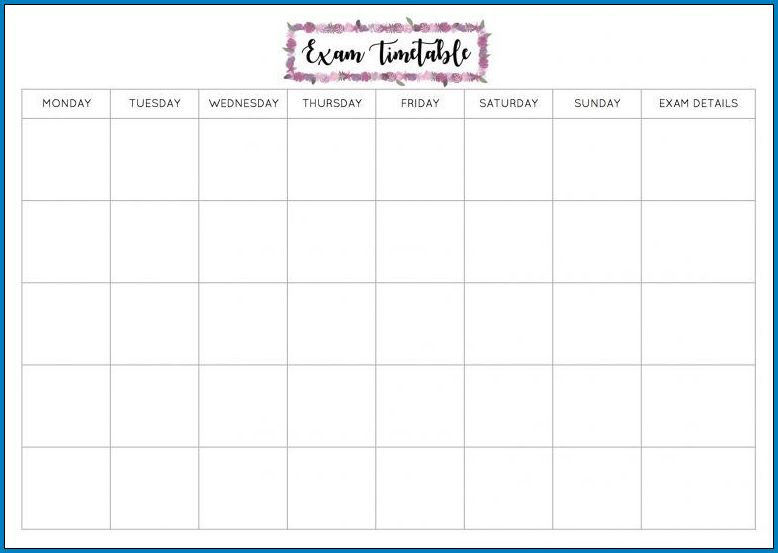 Example of Timetable Template