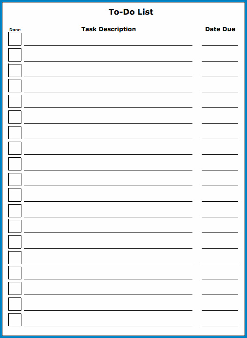 Example of To Do List Template