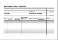 Example of Washing Machine Maintenance Log Template