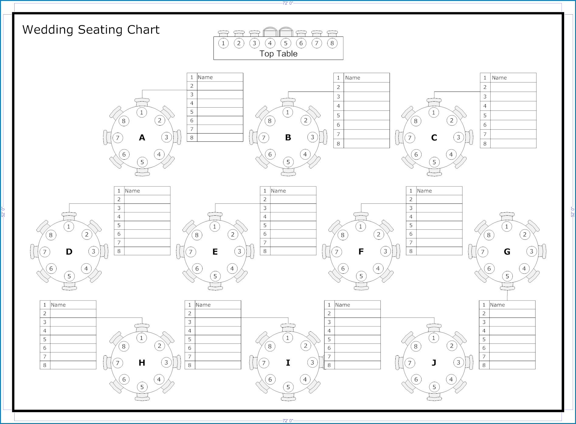 Example of Wedding Seating Chart Template