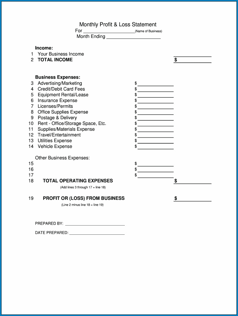  Free Printable Year To Date Profit And Loss Statement Templateral