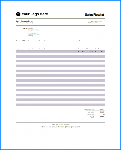 free printable excel receipt template templateral