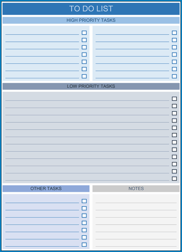 Excel Task List Template Example