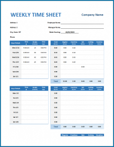 Free Printable Excel Timesheet Template Weekly