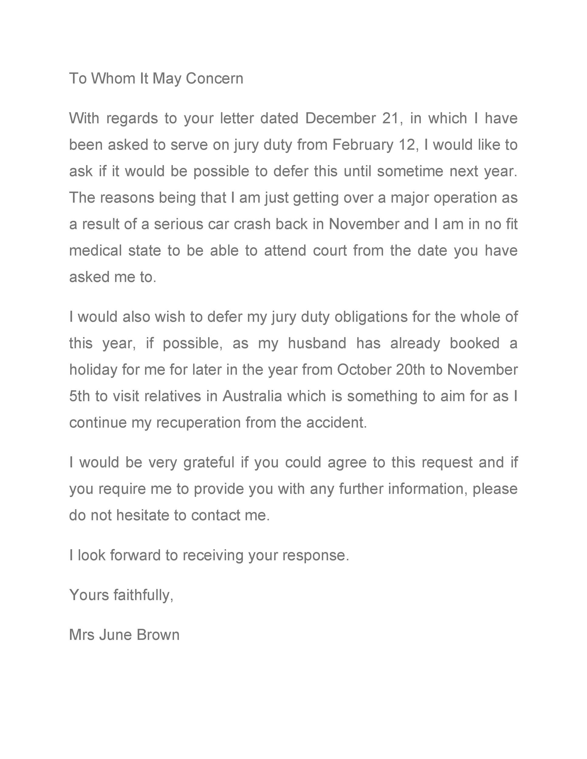 Excuse Letter Template