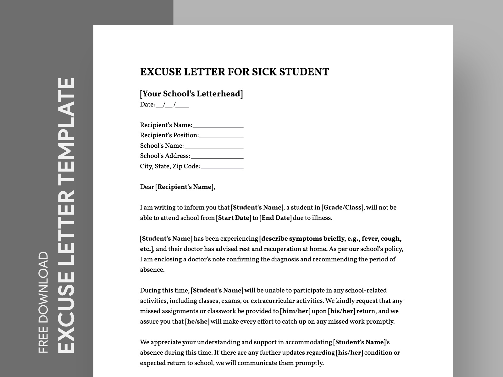Excuse Letter Template