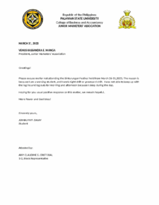 Excuse Letter Template