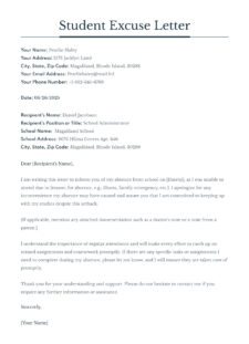 Excuse Letter Template