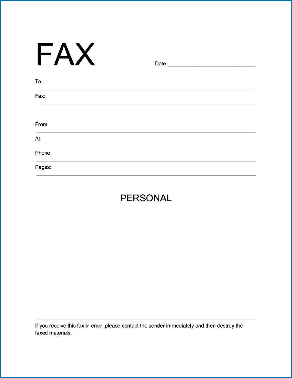 Fax Cover Letter Template Sample