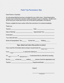 Free Printable Field Trip Permission - Field Trip Permission Slip Template 225x291 