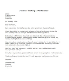 Financial Hardship Letter Template Word
