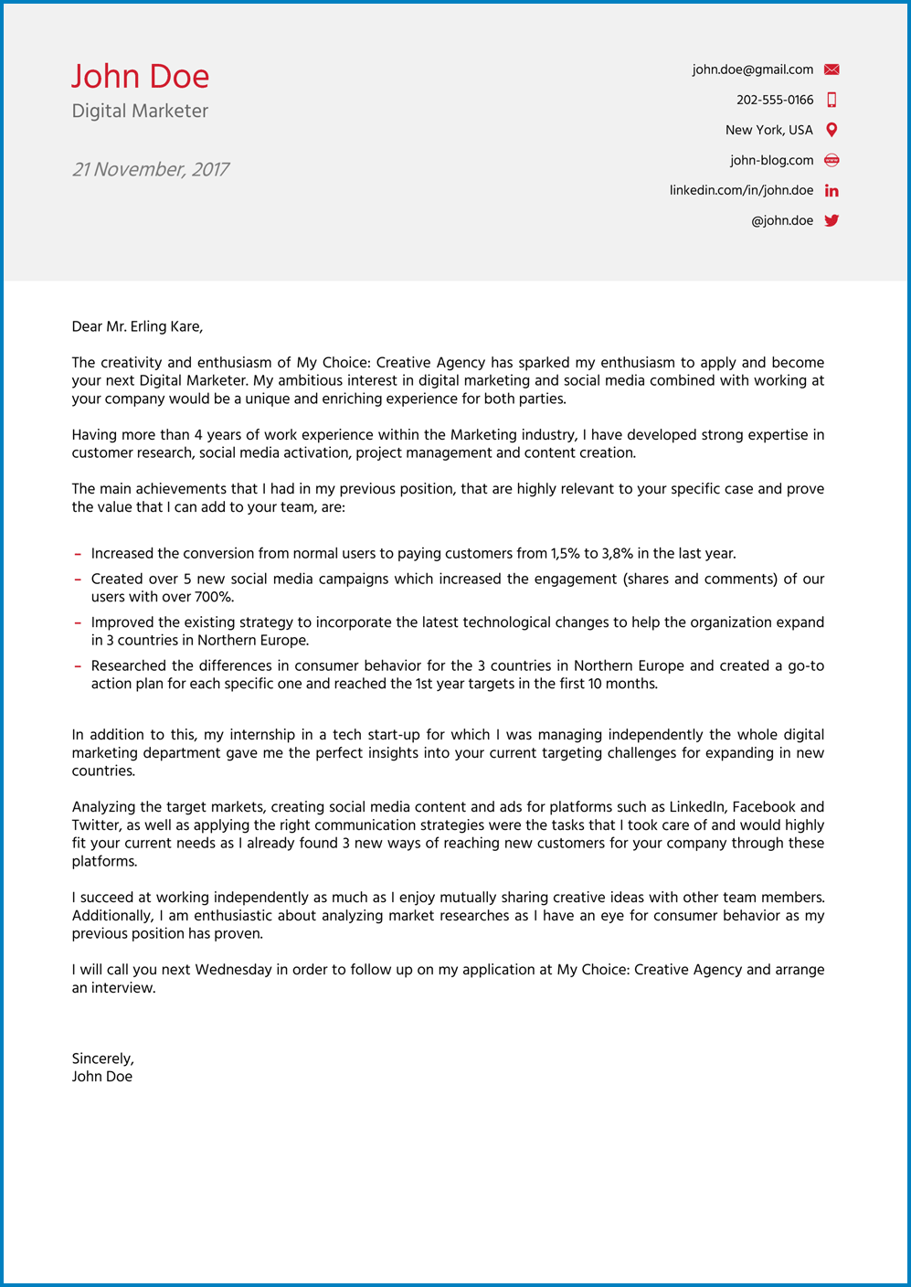 First Job Cover Letter Template Example