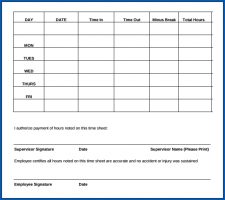 Free Printable Time Sheets PDF Sample