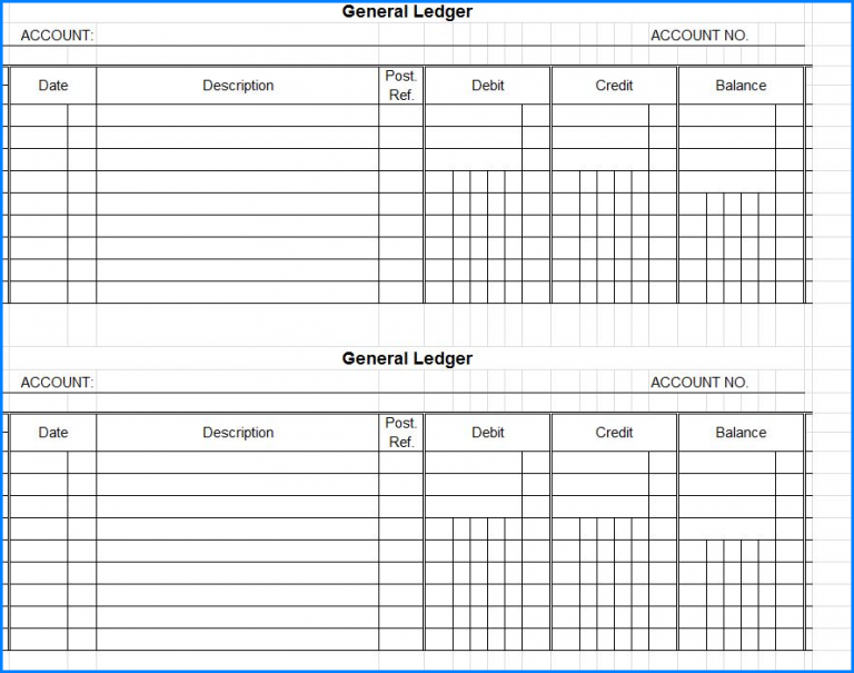√ Free Printable General Ledger Template