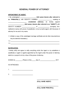 General Power of Attorney Form Example