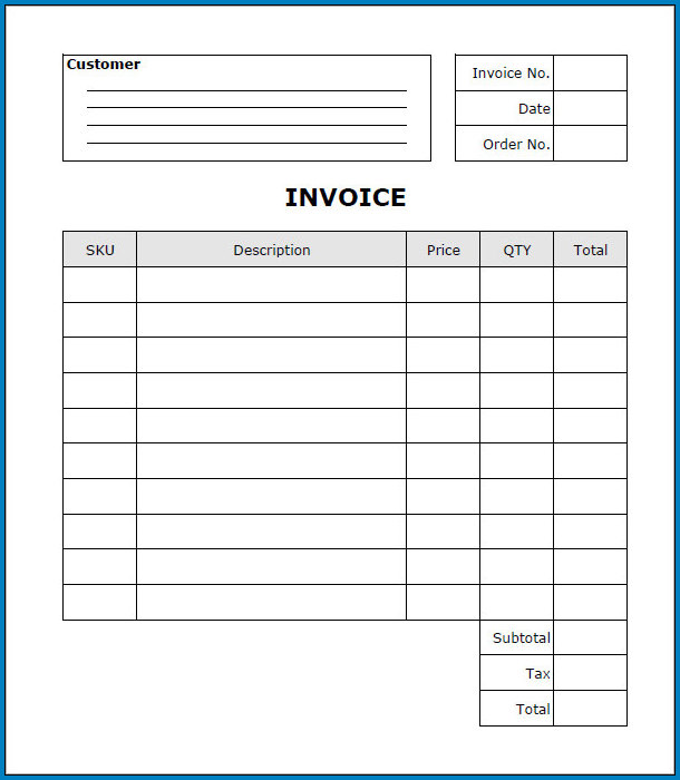 Generic Invoice Template Sample