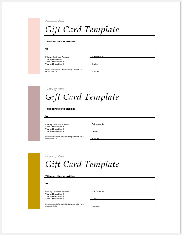 Free Printable Gift Card Template
