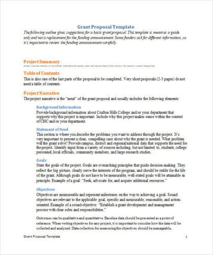 √ Free Printable Grant Proposal Template