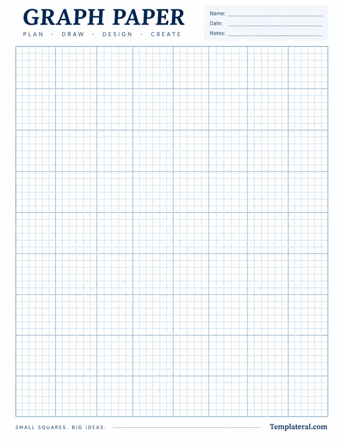 Graph Paper Printable graph paper template with a clean grid for math, drawing, planning, and design