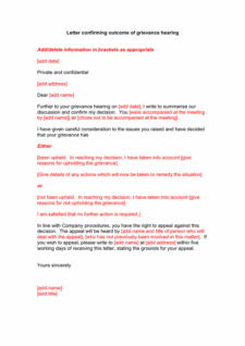 Grievance Letter Template