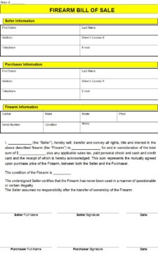 Gun Bill of Sale Template