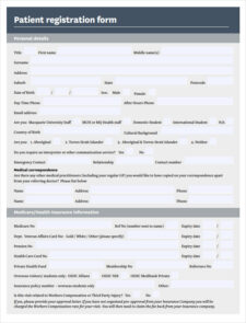 Health Patient Registration Form