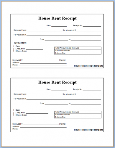 free printable house rent receipt template templateral