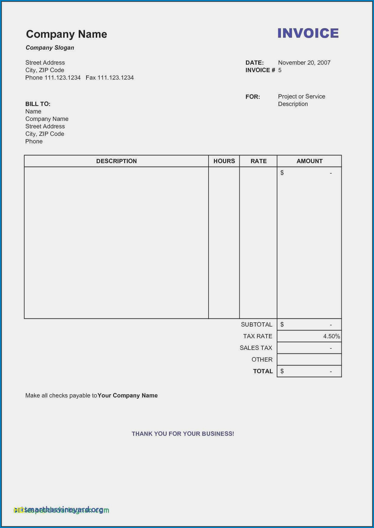 Invoice Template PDF Example