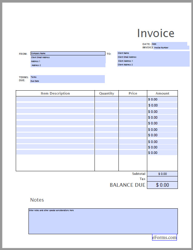 Free Printable Invoice Template PDF