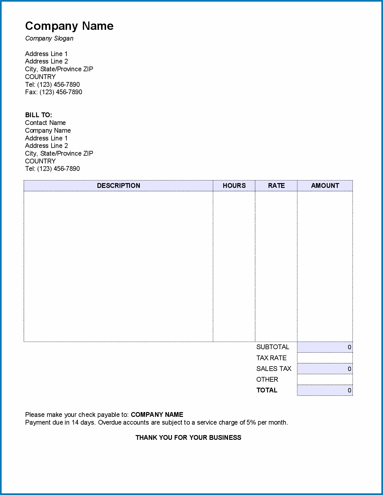 Invoices For Business Example