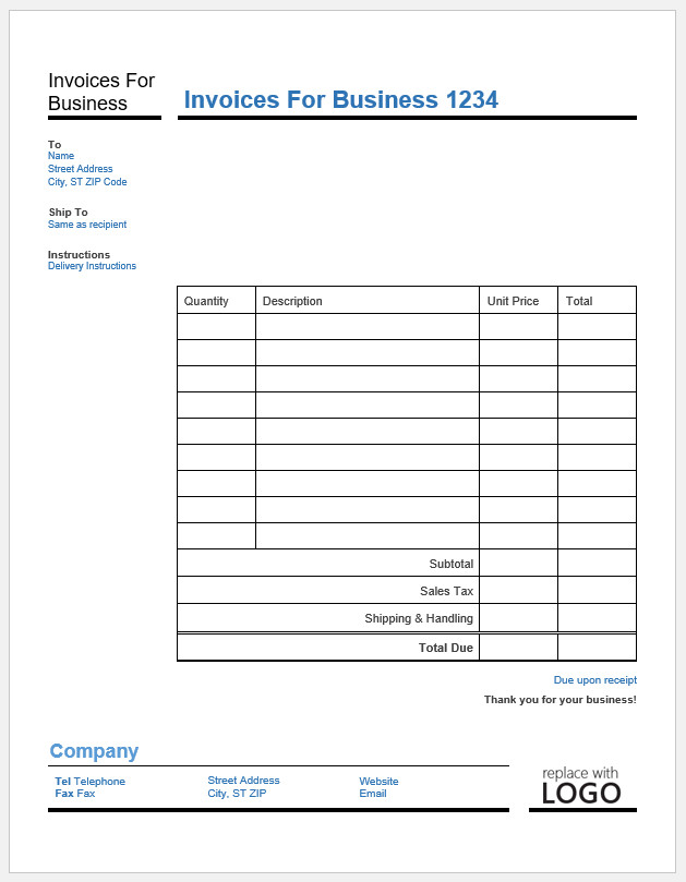 Free Printable Invoices For Business