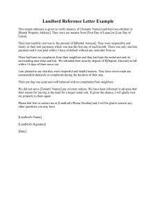 Landlord Recommendation Letter for a Tenant Sample