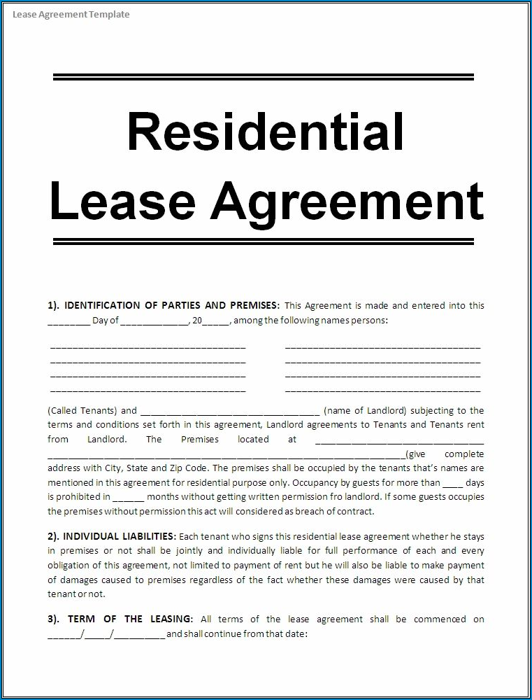 Lease Agreement Template Example