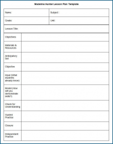 Lesson Plan Template Word Sample
