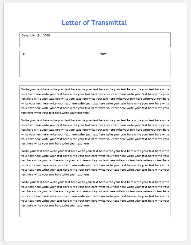 Free Printable Letter Of Transmittal Template