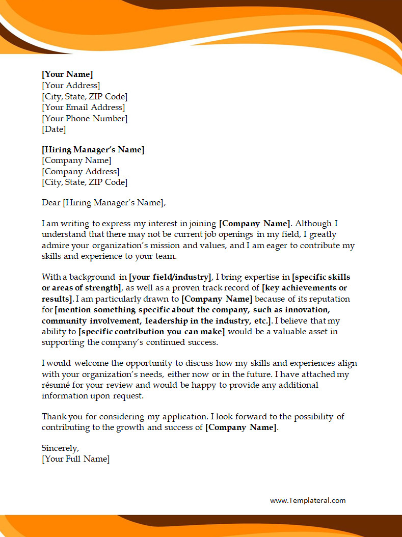 Letter of Interest for a Job Template Letter of Interest for a Job Template Word