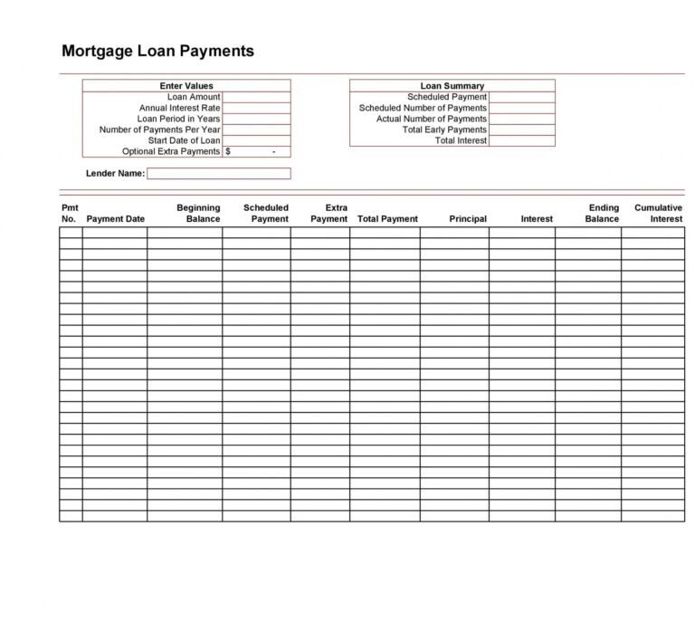 √ Printable Loan Payment Schedule Template