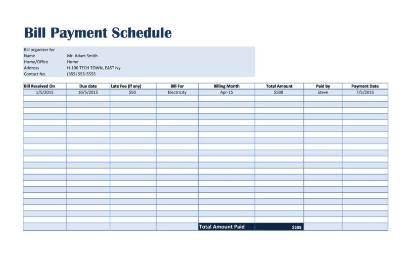 √ Printable Loan Payment Schedule Template