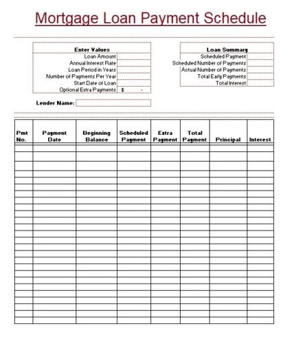 √ Printable Loan Payment Schedule Template