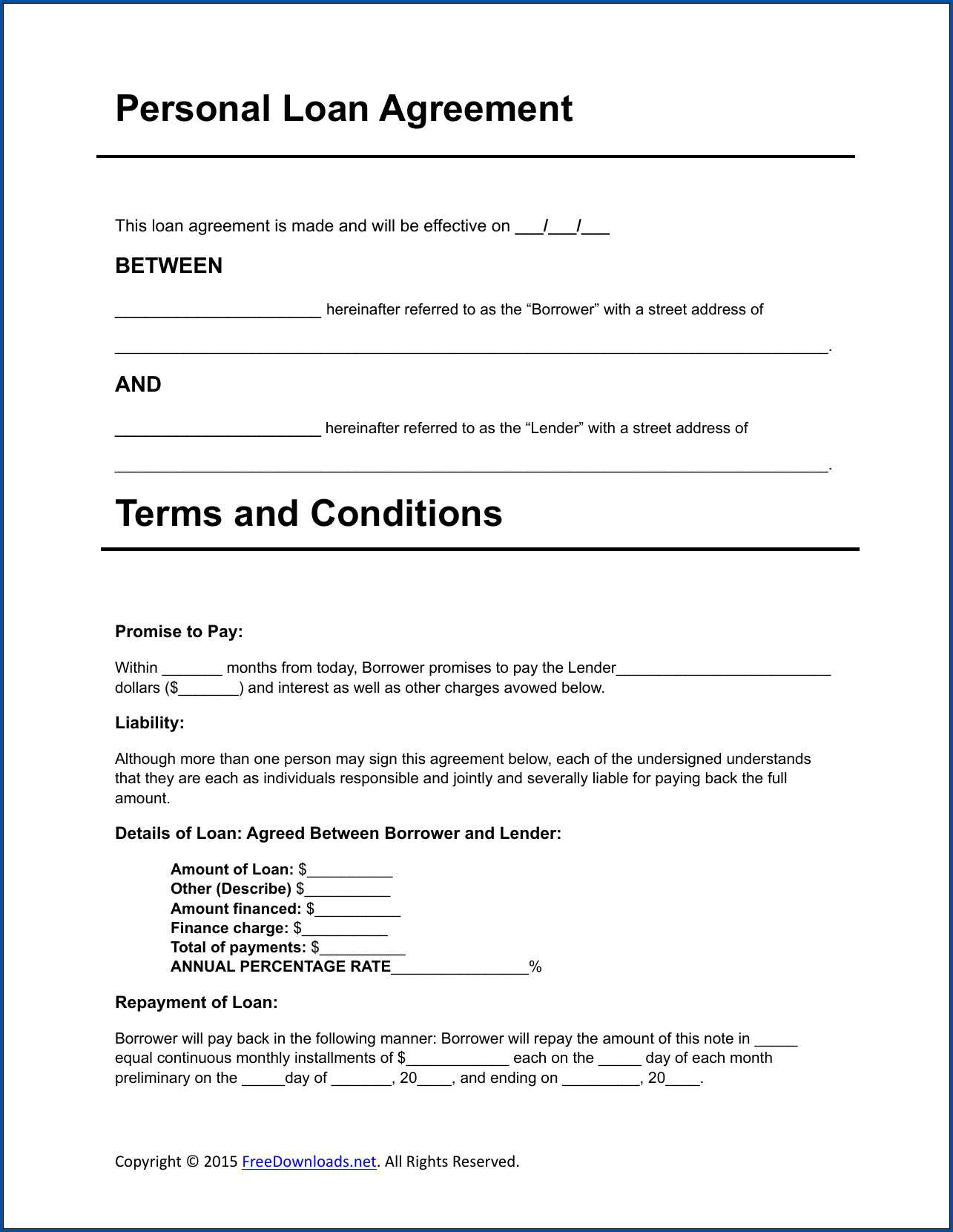 Loan Repayment Contract Template Example