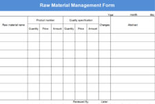 Material Quantity Record Sheet Template