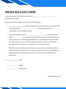 Free Printable Media Release Form