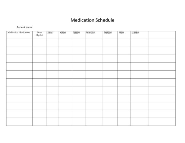 √ Free Printable Medication Schedule Template