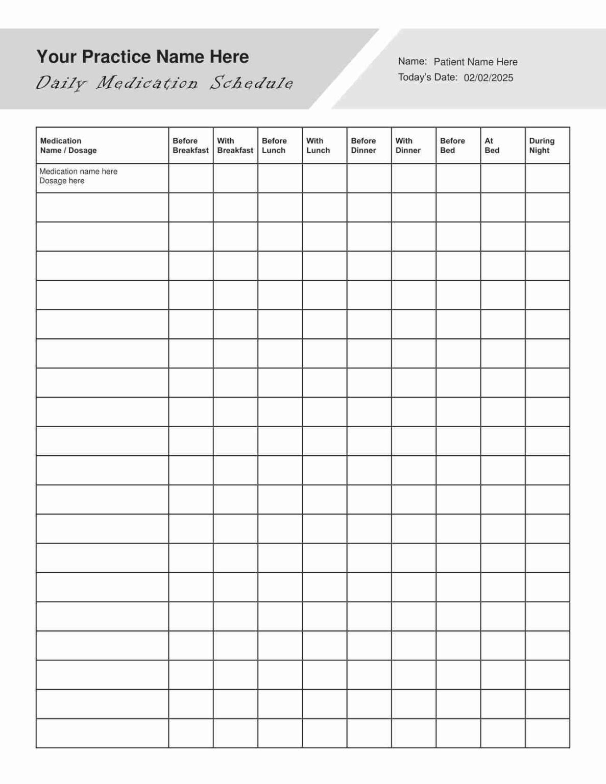√ Free Printable Medication Schedule Template