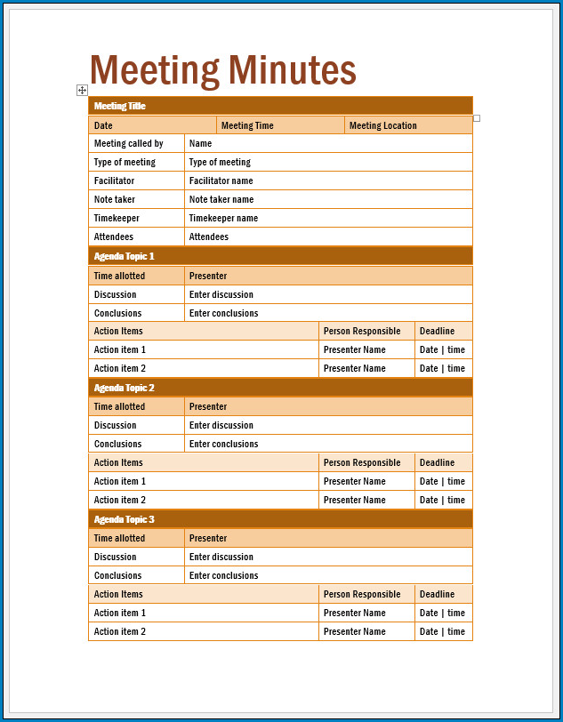 Meeting Minutes Template Free from www.templateral.com