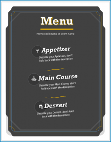 √ Free Printable Menu Template Word