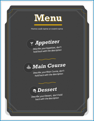 √ Free Printable Menu Template Word